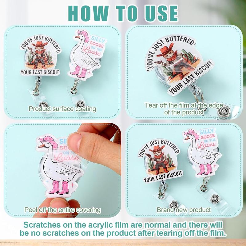 36/24/12/10 Pcs Funny Badge Reels for Nurses Cute Acrylic ID Badge Holder with Retractable Name ID Clip Bulk Badge Reel Accessories for Doctors Teachers Nursing Students Coworkers Medical Assistants New Grad Nurse Onboarding Gifts, Clinical Essentials