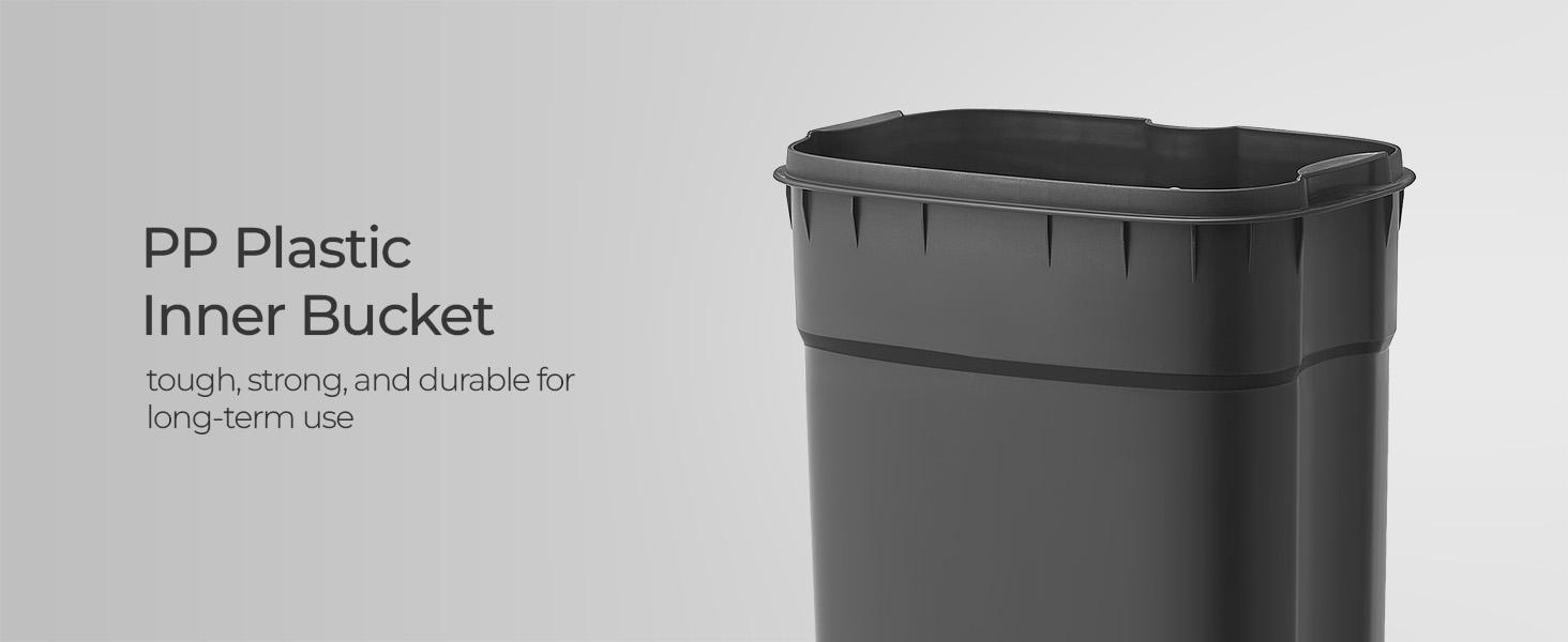 SONGMICS HOME Trash Can with Lid, 8 Gallon (30L) Garbage Can, Stainless Steel Small Waste Bin with Step Pedal and Inner Bucket, Soft Close, Kitchen cool trashcan