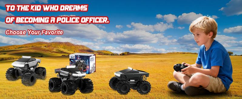 911 Police Amphibious Remote-Controlled Vehicle 1:18 Scale Boys' Police Truck Toy 2.4GHz Waterproof Remote-Controlled Truck 4WD All-Terrain Off-Road Pickup Children's Christmas & Birthday Gift Suitable for Boys & Girls Ages 6+