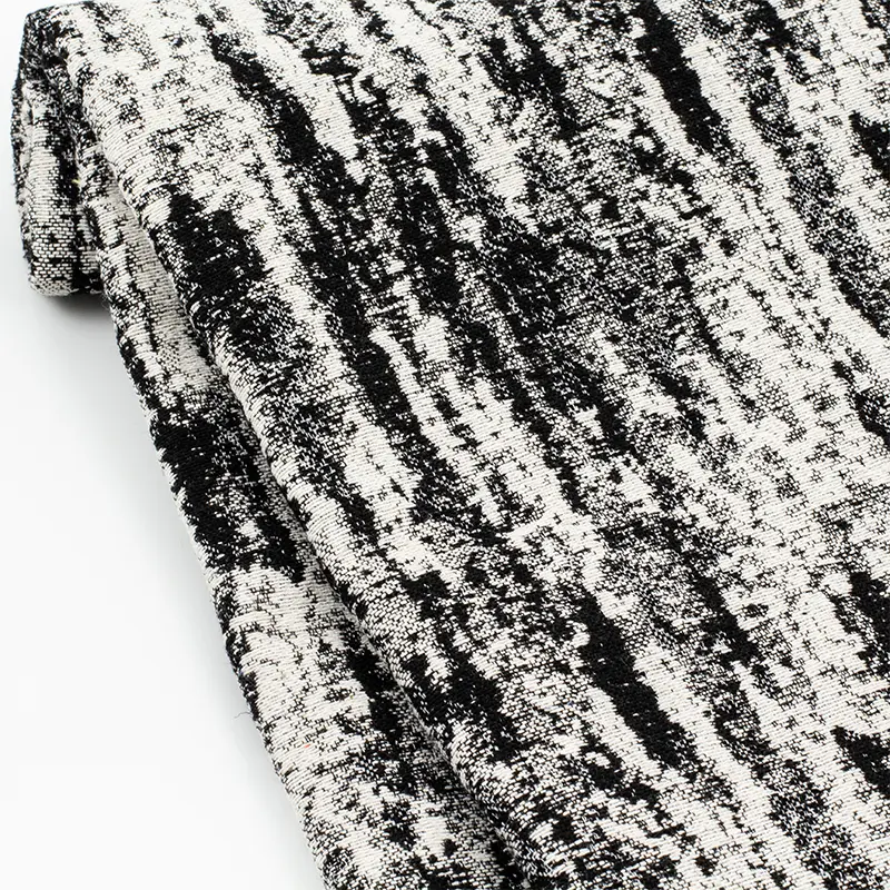 (36 inches/1 yard) black and white charcoal grey handwriting jacquard textured fabric three-dimensional gradient creative clothing jacket skirt trousers fashion designer fabrics