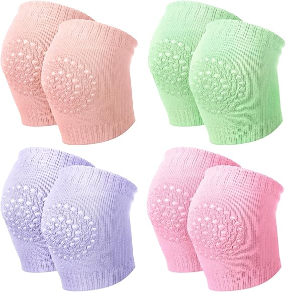 4 Pairs Baby Knee Pads – Anti-Slip Crawling Leg Warmers, Elastic Toddler Knee Sleeves for Crawling, Infant Protection Pads for Boys & Girls