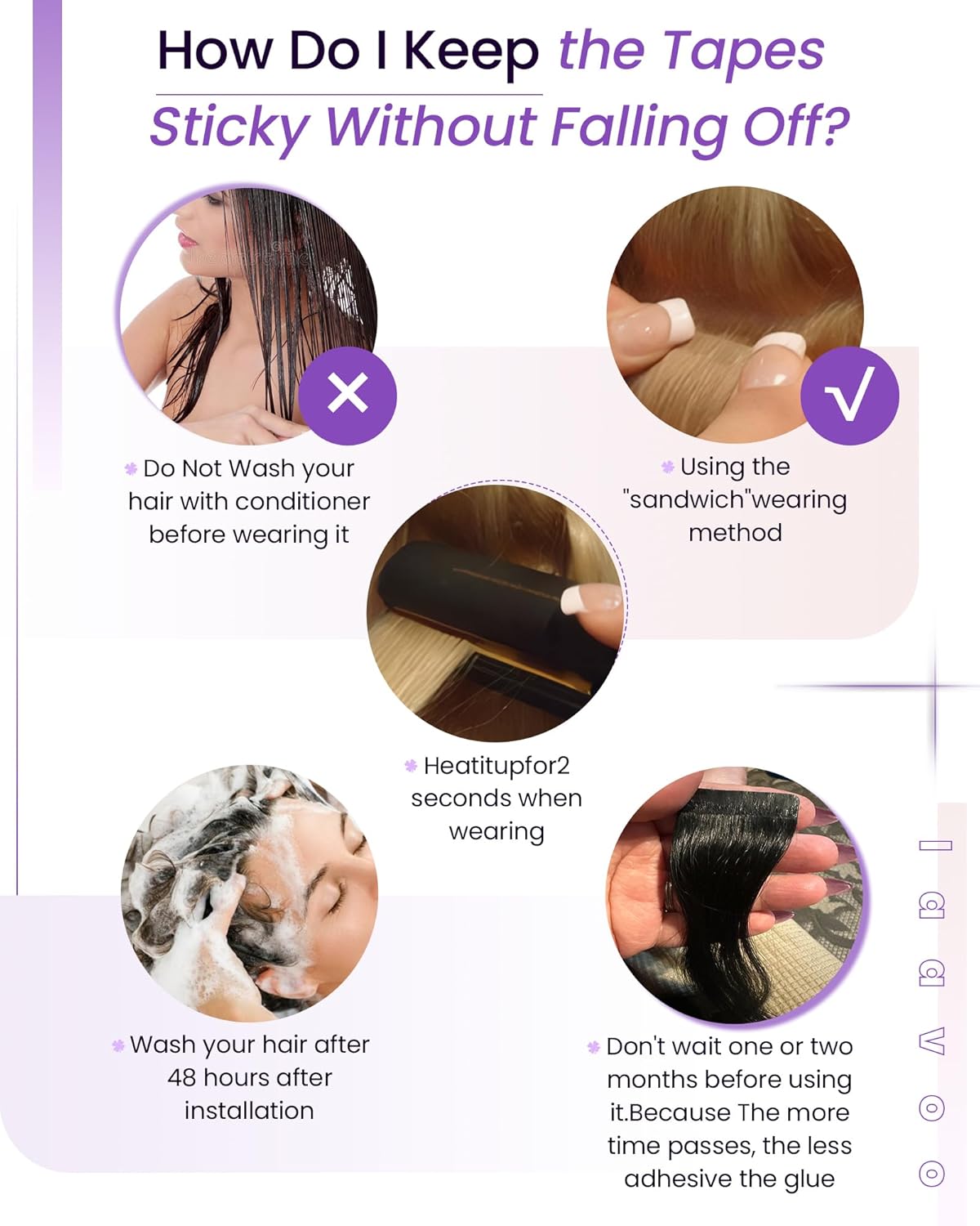 LaaVoo Tape in Hair Extensions Human Hair Highlights Solid Balayage Tape in Lightweight 20 Counts Natural Straight TikTokShopHolidayHaul SpringStatements