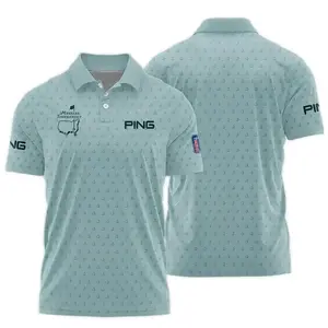 Men’s Masters Inspired Ping Golf Polo Cyan All Over Print Performance Shirt Clean Tournament Style