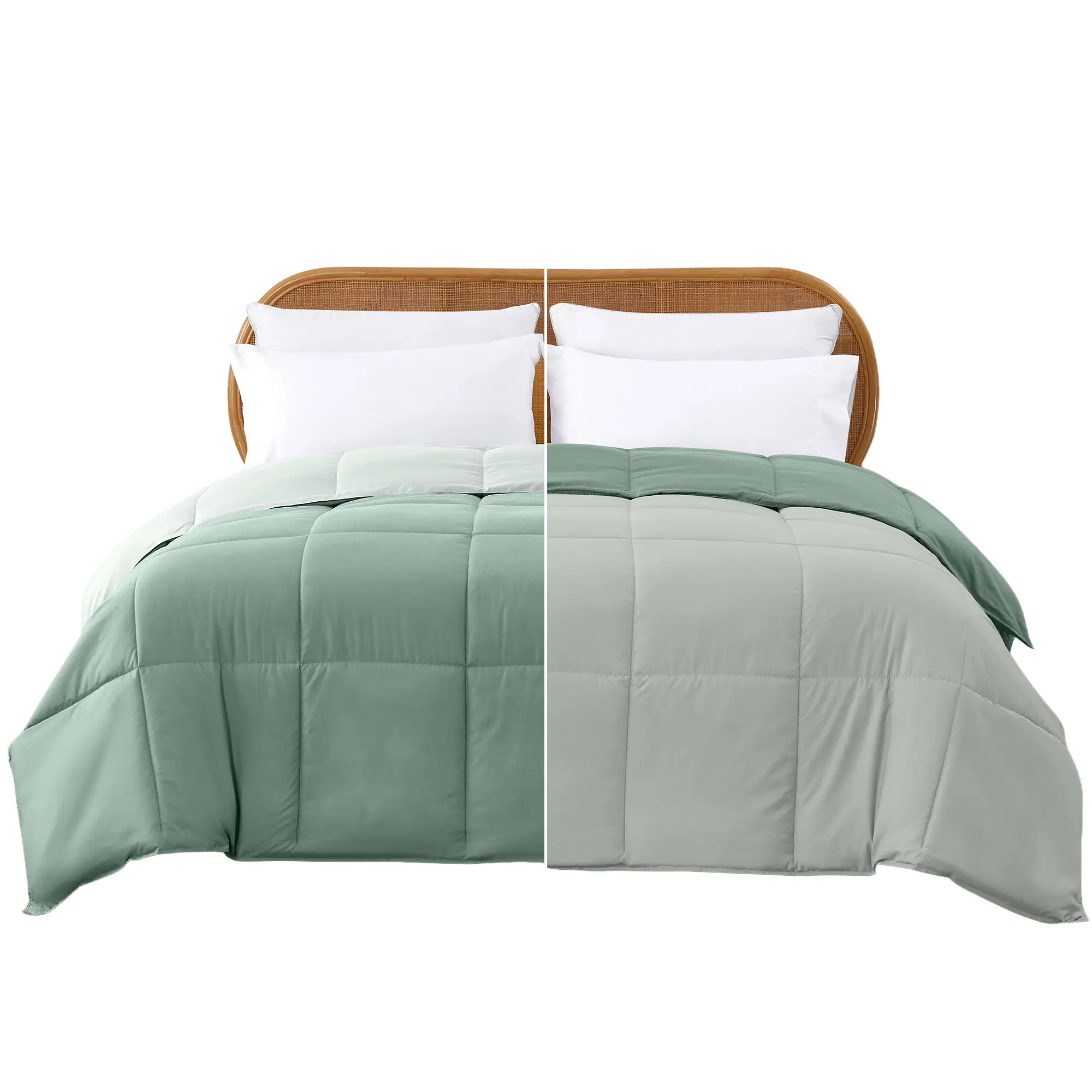 Modern Threads Reversible Down Alternative Comforter - Twin, Queen, King Sizes, Ivy & Sage, Breathable Soft 100% Polyester Flat Weave, Hypoallergenic, Machine Washable, Microfibre Fill