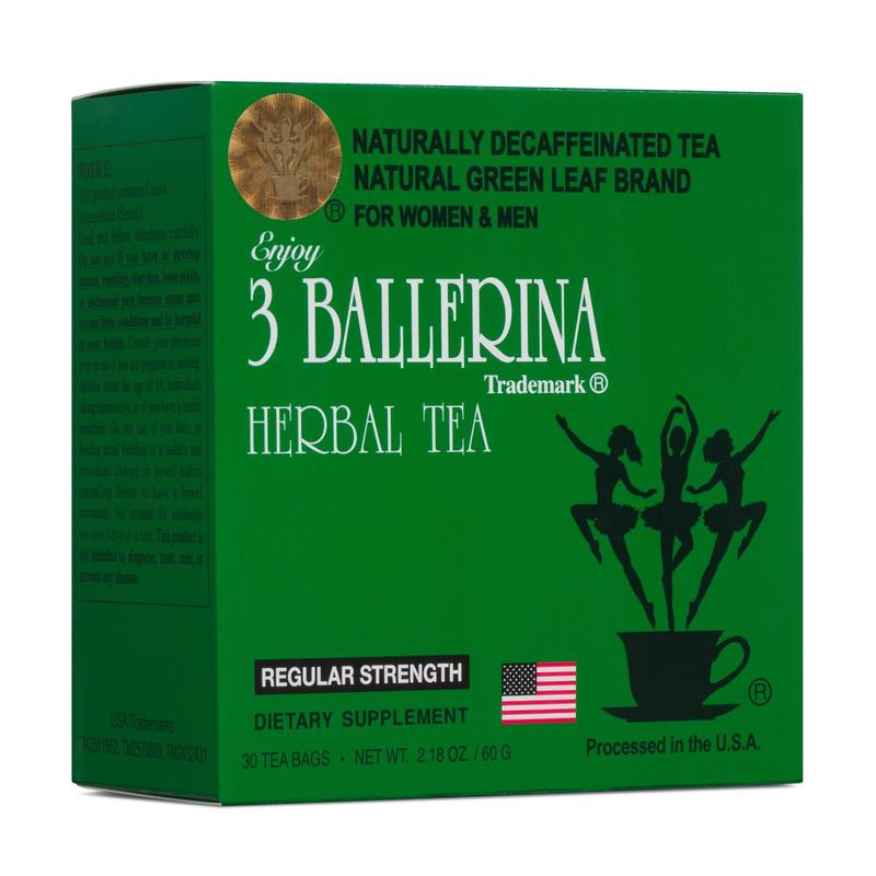 3 Ballerina Herbal Tea Regular Strength 30 Tea Bags Naturally Decaffeinated