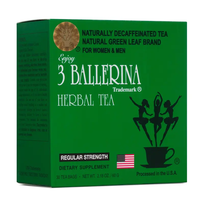 3 Ballerina Herbal Tea Regular Strength 30 Tea Bags Naturally Decaffeinated