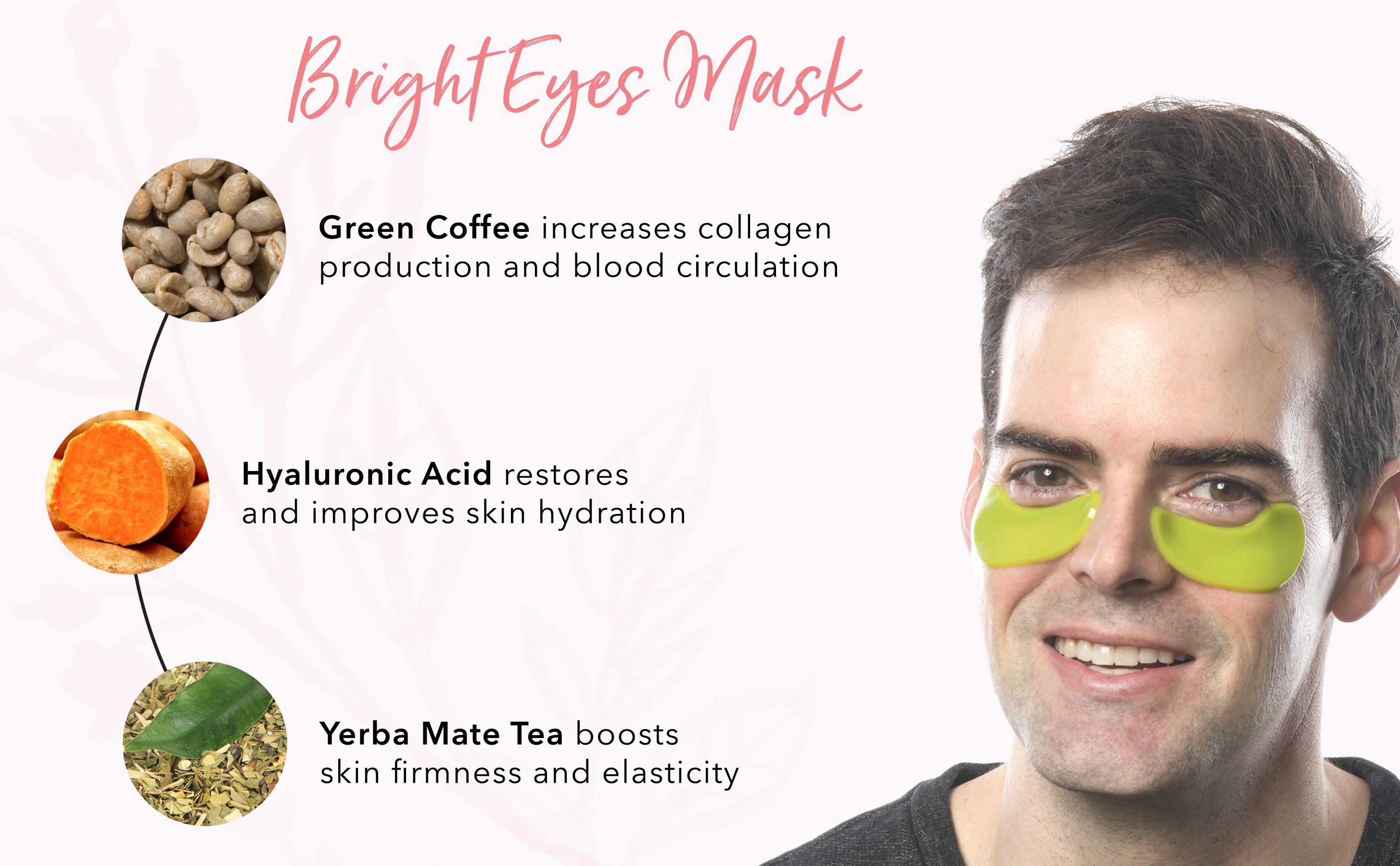 100% PURE Bright Eyes Masks - Hydrating Caffeine Under Eye Patches with Organic Aloe, Hyaluronic Acid, and Cucumber