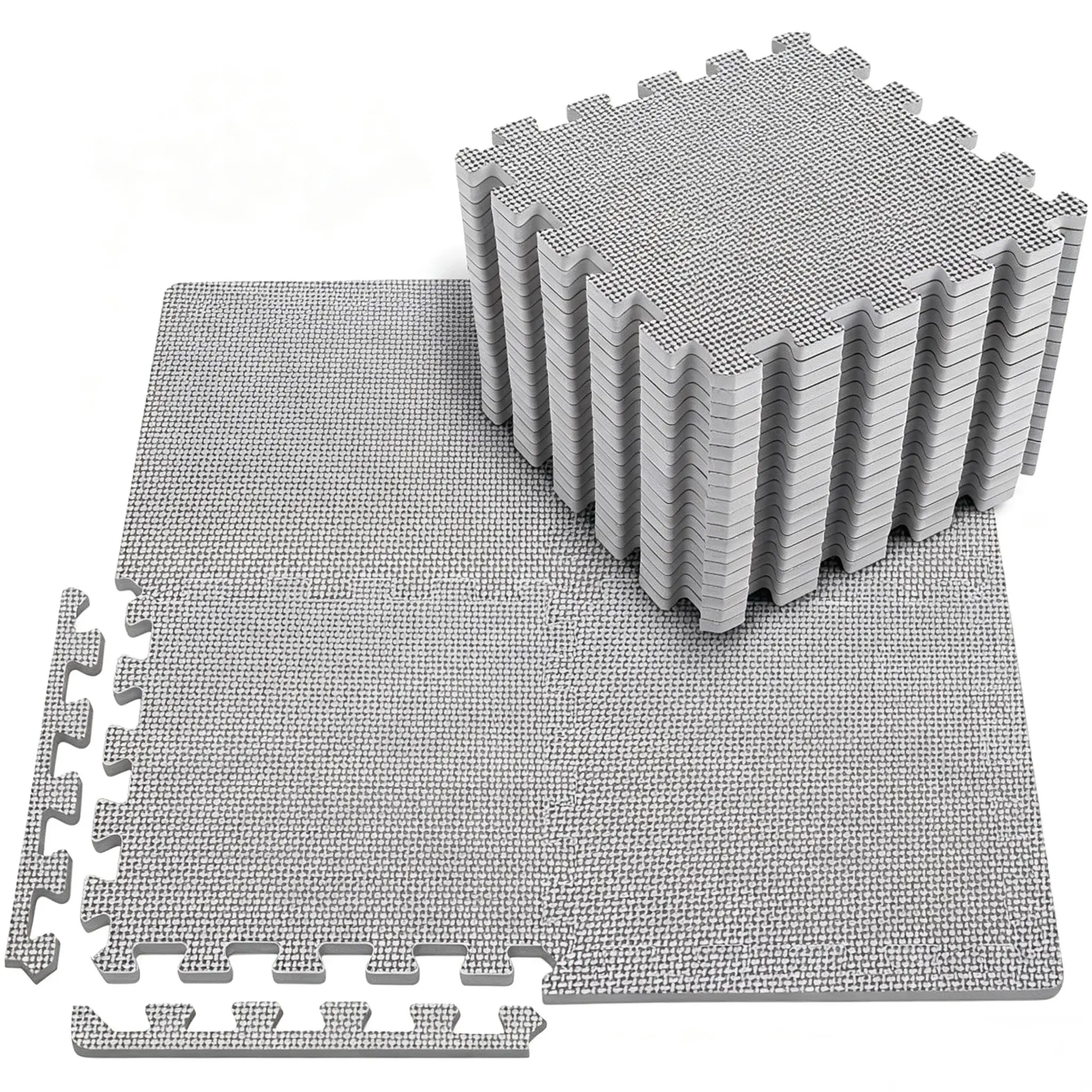 EVA Foam Mats 12inx12in , 24/48-Piece Textured Tile Set for Home Workouts - Protective Workout Flooring for Garages, Ideal for Fitness Enthusiasts, 24 Tiles, Garage Floor, Fitness Protective Flooring, Interlocking, Tile Pattern