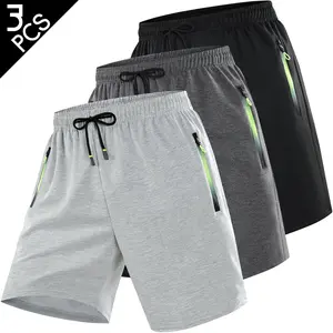 3PCS, Men’s casual knit breathable solid-color shorts, perfect for summer wear
