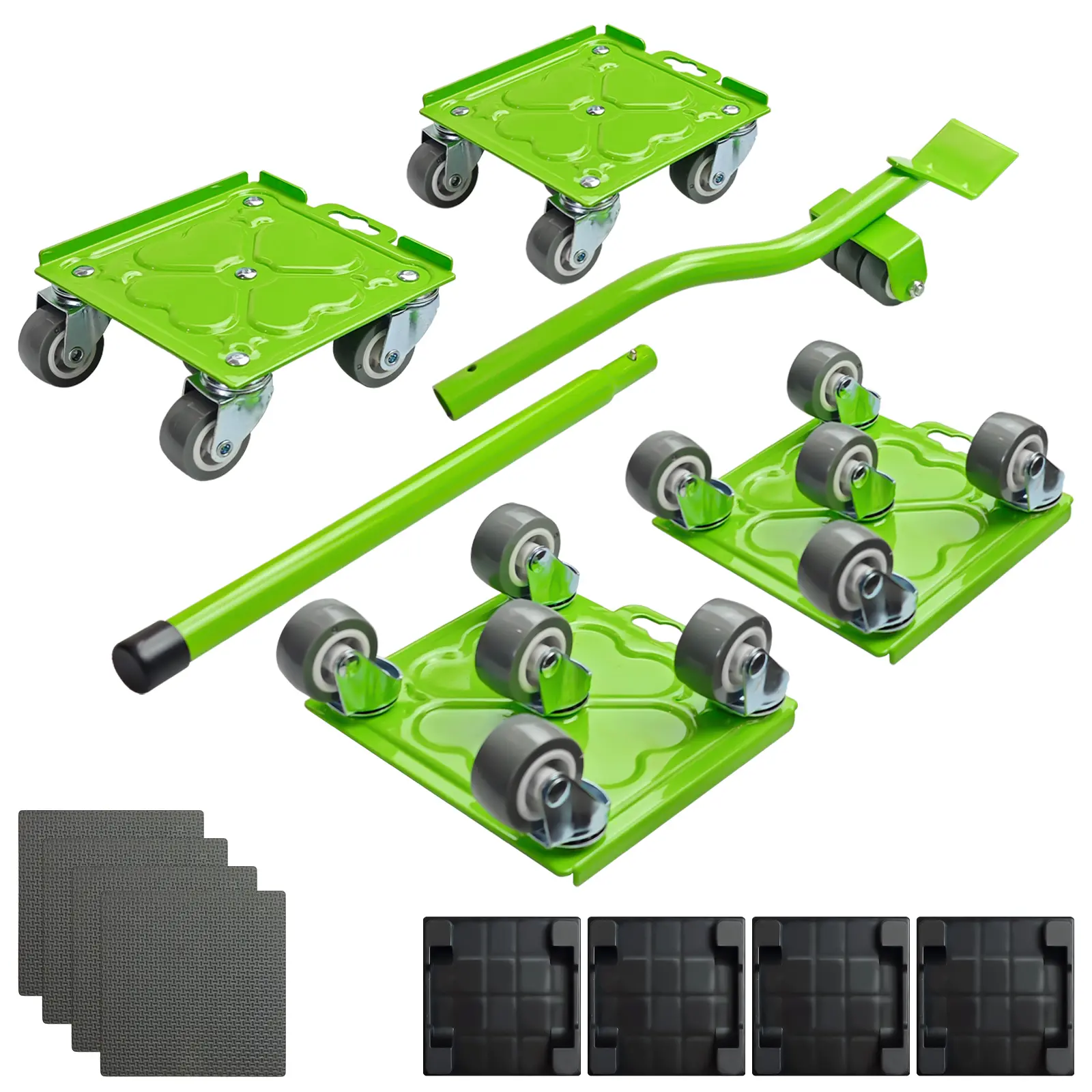 Heavy Duty Furniture Dolly Set with Lifter Tool, 1500lb Load Capacity Furniture Movers, 360° Rotatable Silent Wheels for Moving Heavy Items, Workshop & Warehouse Use for Workshop Users