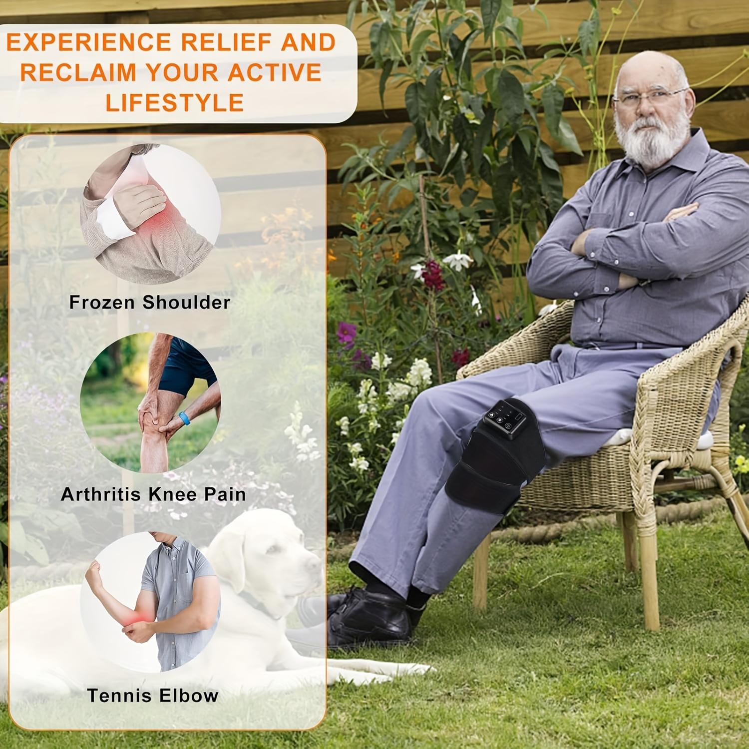 3-in-1 Heated Knee Massager, Cordless Rechargeable Knee Heating Pad with Multiple Massage Modes, Adjustable Heat & Vibration for Knees, Shoulders, Arms & Elbows, Portable Comfort Wrap for Home, Office & Travel, Great Gift for Women & Men