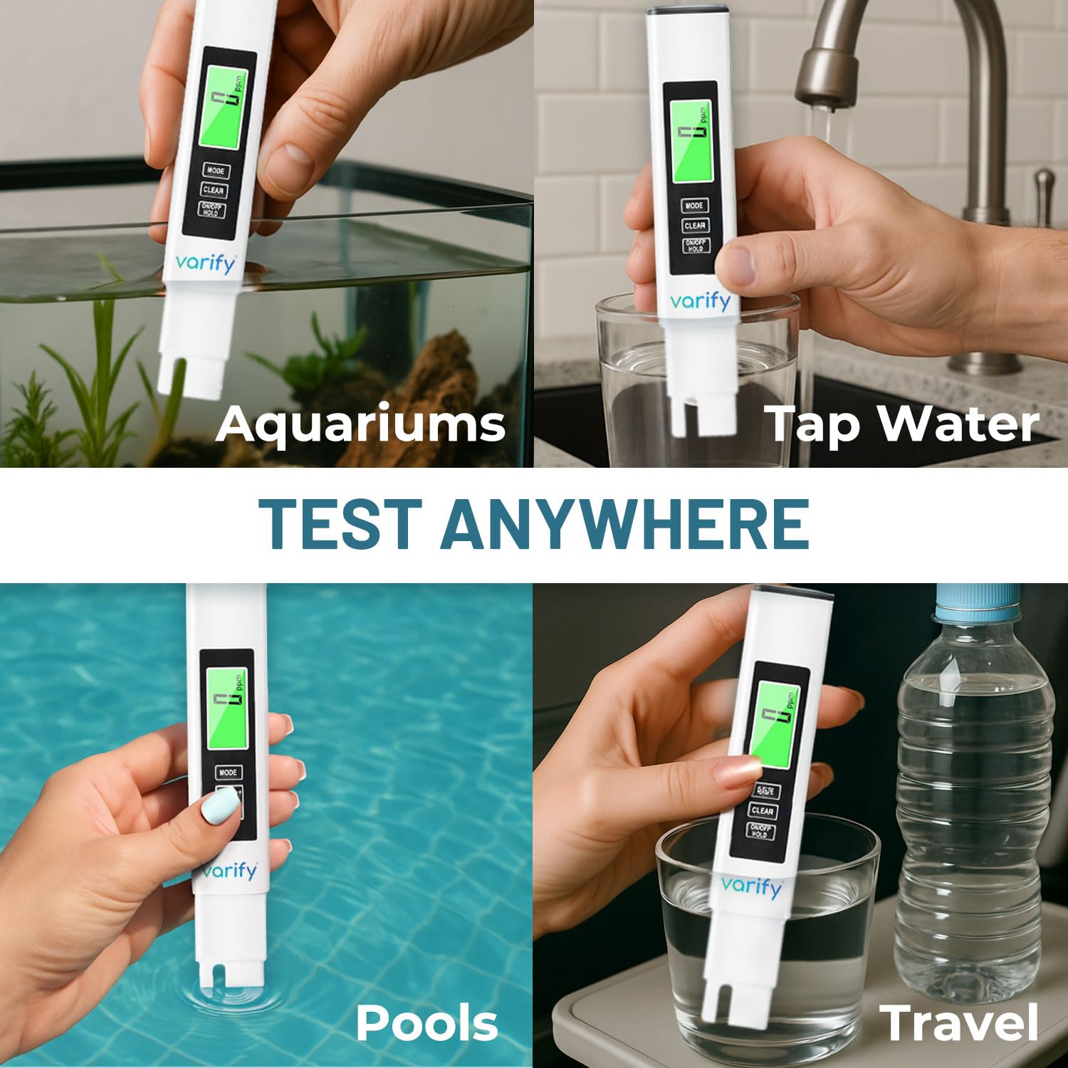 VARIFY 4-in-1 TDS Meter Digital Water Tester for Drinking Water Accurate 0-9990 PPM EC & Temp Readings Ideal for RO Systems Aquariums Pools Portable & Travel-Friendly Halloween Sales VARIFY 4-in-1 TDS Meter Digital Water Tester for Drinking Water Accurate 0-9990 PPM EC & Temp Readings Ideal for RO Systems Aquariums Pools Portable & Travel-Friendly Halloween Sales