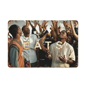 Everybody Eats Vintage Hip Hop Metal Tin Sign, 8x12 in, Classic Rap Group Cash Scene Retro Urban Wall Art Decor for Man Cave
