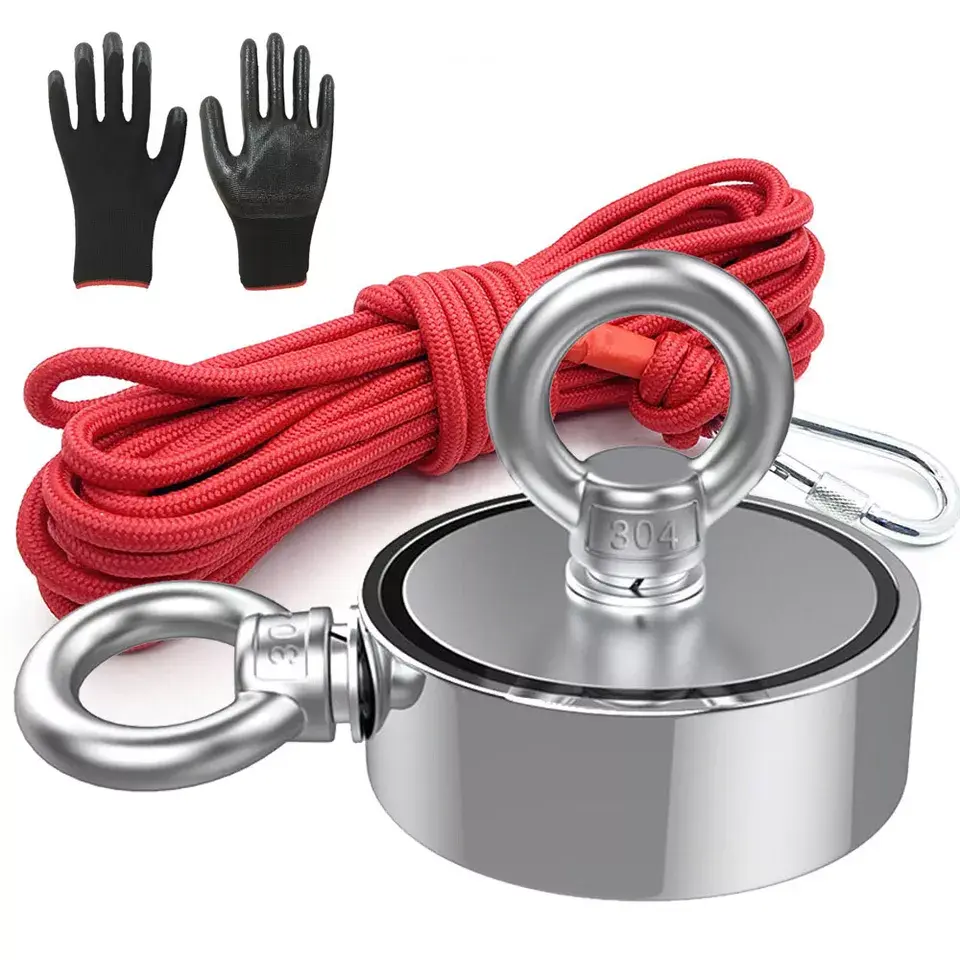 Double/Single Side Fishing Magnet, 400LBS ~ 1100LBS Heavy Duty Neodymium Set