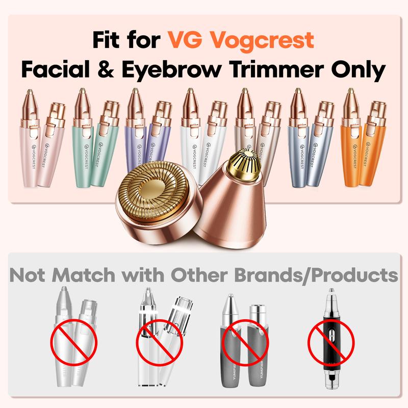 VG VOGCREST Eyebrow Facial Trimmer: 2 in 1 Rechargeable Facial Hair Removal and Eyebrow Shaver - Face Lips Body Painless Facial Razor with Built-in LED Light