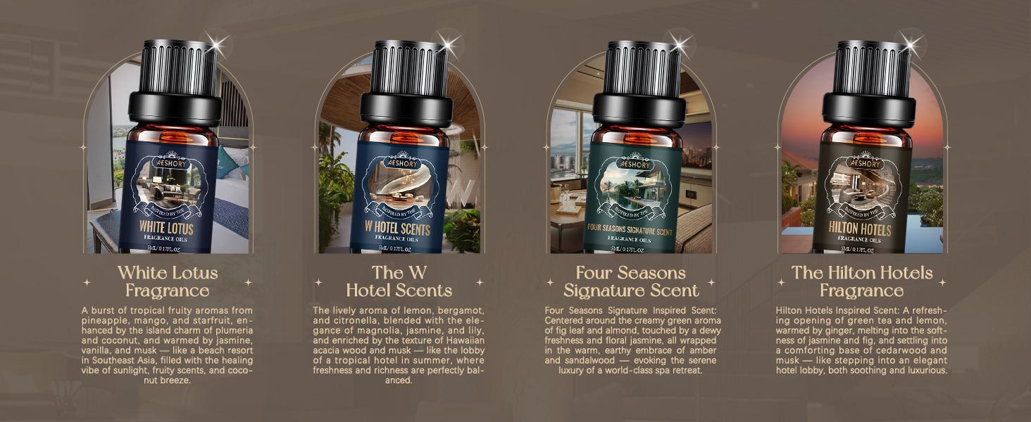 Hotel Diffuser Oils Set - Remote Control Aromatherapy Diffuser, 14Pcs Luxury Fragrance, Perfume & Aroma Oil Blend Hotel Scent Essential Oils Set for Diffuser, 14 Pcs