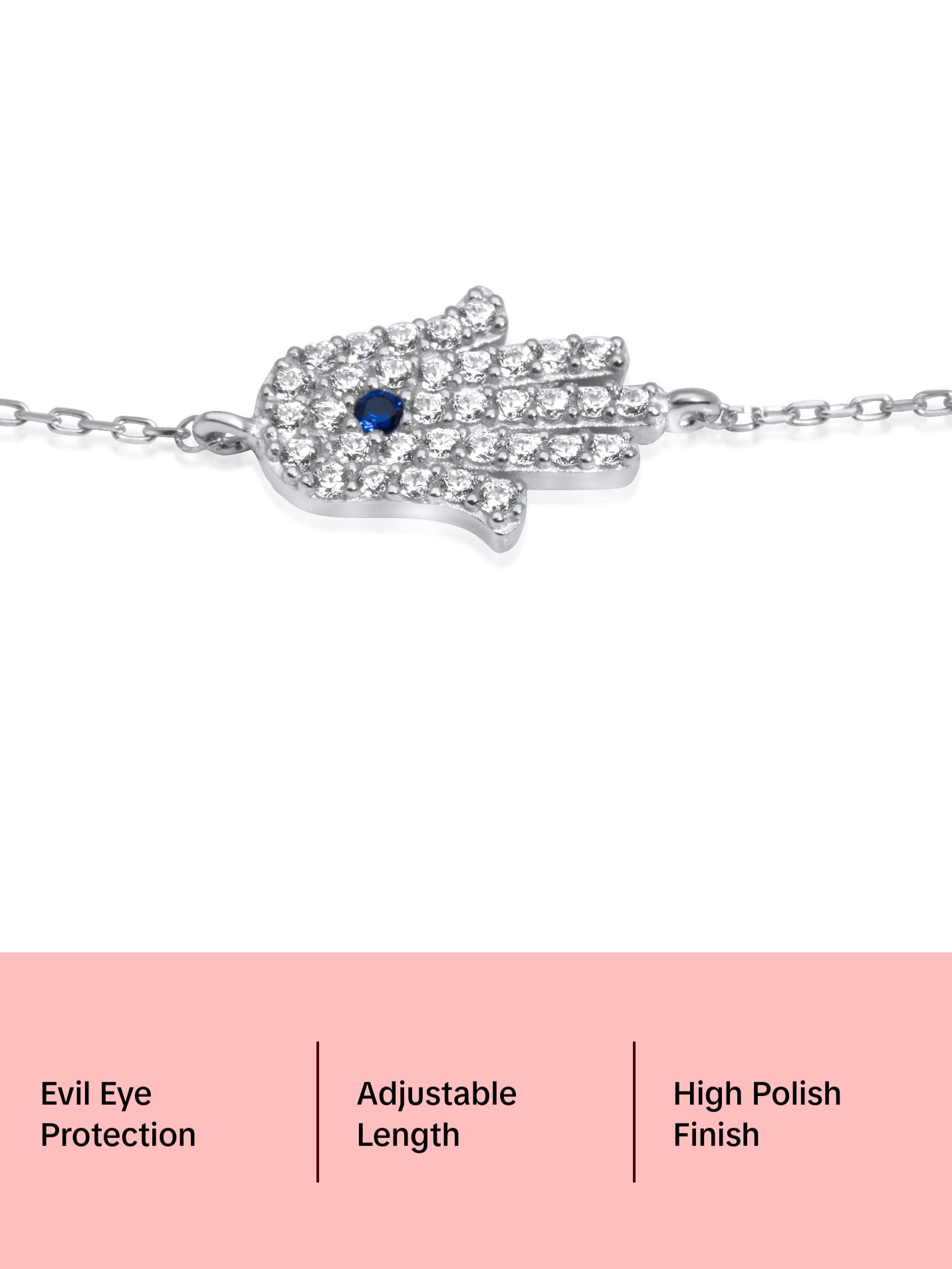 Sterling Silver Hamsa Bracelet - Charming Hamsa Hand Bracelet