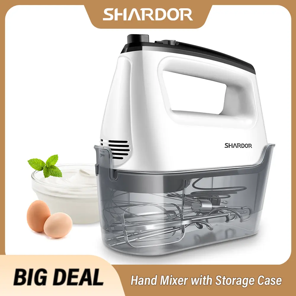 SHARDOR Electric Hand Mixer, 6-Speed and Turbo Handheld Mixer, 5 Stainless Steel Attachments, Electric Whisk for Kitchen Baking, Snap-On Storage Case Appliances Home tiktokshopbacktoschool