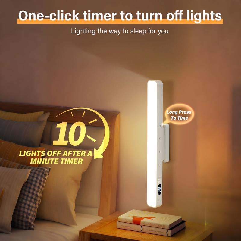 5W Rechargeable Light Bar - Touch Control 3-Color Adjustable, 120 LED Mirror Light with Magnetic Base, Battery Powered Stick-on Lamp for Cabinet, Closet, Kitchen, Bedroom, Bathroom, Wall