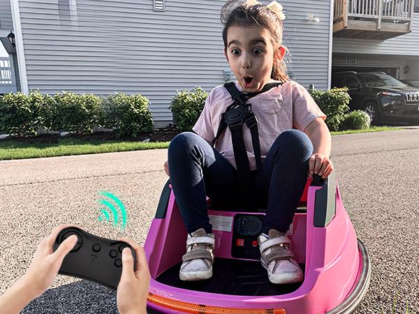 Hikiddo Upgraded 12V/6V Bumper Car for Kids, Ride on Toys Bumper Car for Toddlers with Remote & Music