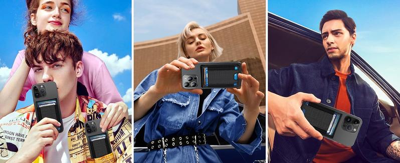 Magsafe Wallet, Works with Apple Find My, Magnetic Wallet for iPhone 16/15/14/13/12, for iPhone Walle t with Adjustable Stand, WalletTracker, 6 Cards Holder, Vegan Leather, Black Carbon Fiber Smartphone Cellphone shopblackfriday Christmas 【Christmas】