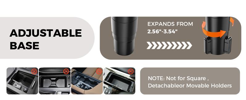 FLORICH All-in-One Car Organizer: Big Cup Holder Expander & 360° Rotating Tray. Universal Steering Wheel Mount Desk Car Tray for Food, Laptop, Drinks. Fits Auto Center Console. Big Cup Holder Expander for Car，Car Cup Holder