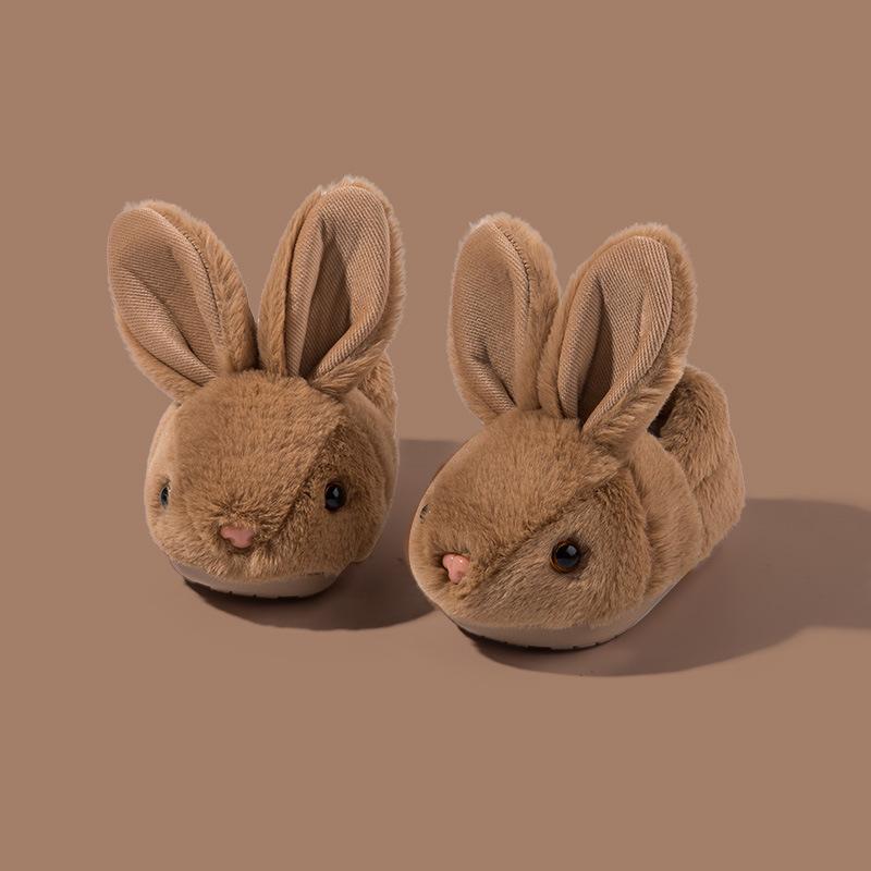 Lumubby Toddler Slippers Girls and Boys House Shoes Bunny Slippers Plush Cute Non-Slip Warm Winter Shoes Indoor Soft Cotton Footwear with 3D Bunny Eyes and Ears - Children