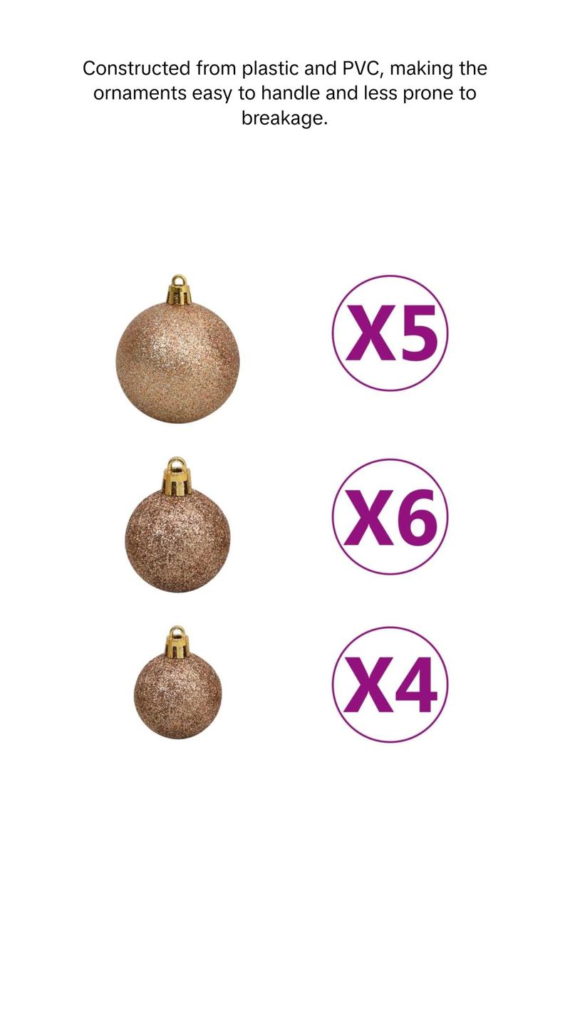 vidaXL 61/120x Christmas Ball Set with Peak and 150 LEDs Décor Multi Colors