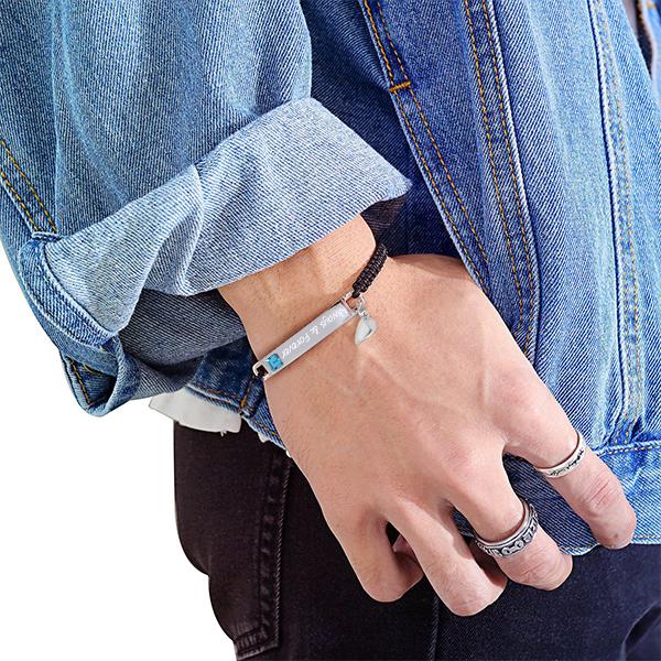 Couple Rhinestone Decorated Magnetic Heart Charm String Bracelet  Gift with Rose Gift Box, 1 Set Fashionable Jewelry for Women & Men, Trendy Bf Gf Bracelet Jewelry for Birthday Gift