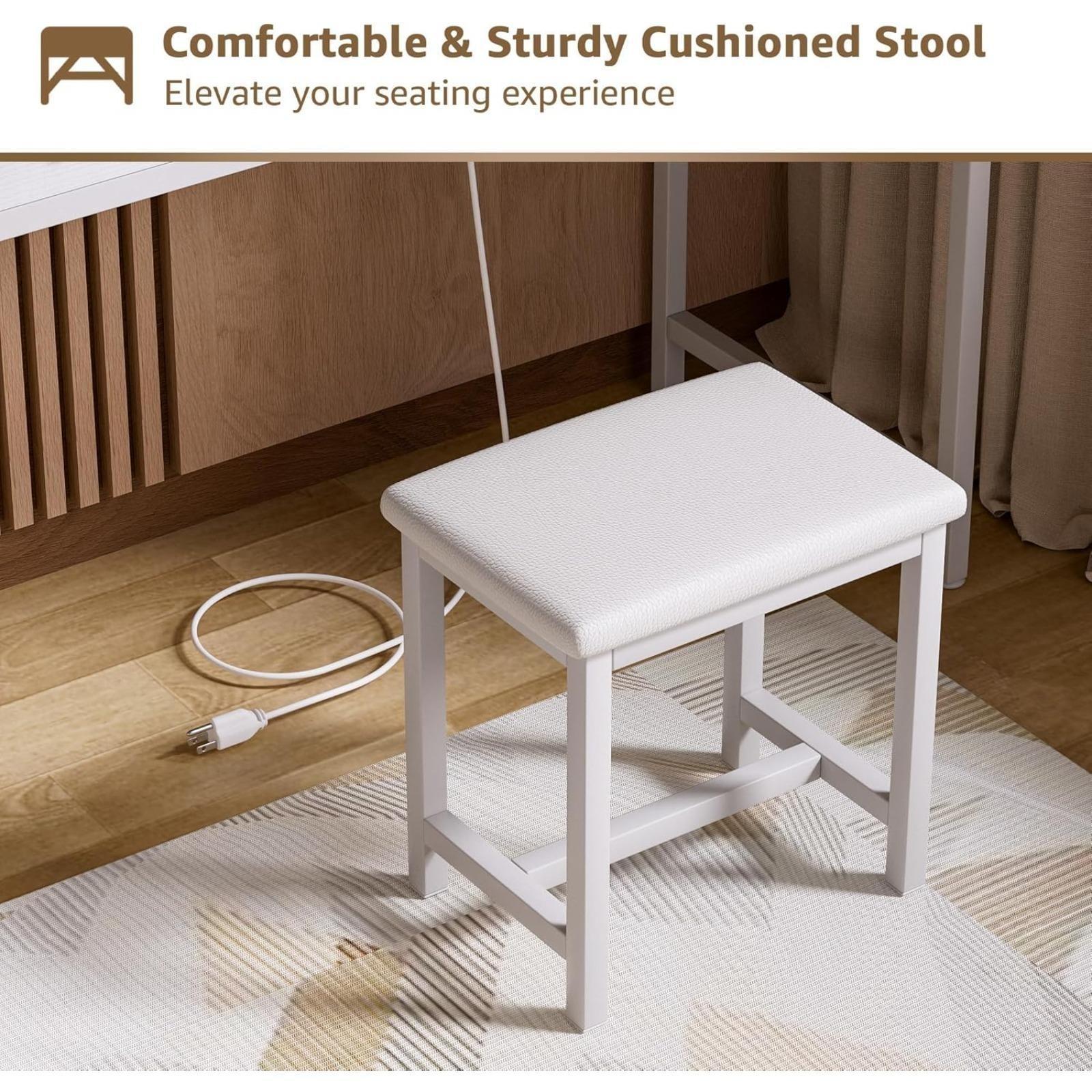 White Vanity Desk with Mirror and Light- Makeup Vanity Set Table with Chair, Storage, Lighted Mirror, 8 Large Fabric Drawers & Power Outlet, Dressing Table Vanities for Bedroom, Get Free Gift White Vanity Desk with Mirror and Light- Makeup Vanity Set Table with Chair, Storage, Lighted Mirror, 8 Large Fabric Drawers & Power Outlet, Dressing Table Vanities for Bedroom, Get Free Gift