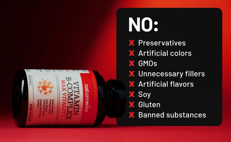 NatureWise Vitamin B Complex for Women & Men - NSF Certified B Complex - Folic Acid Biotin B1 B2 B3 B6 B12 - Support Cellular Energy & Mental Clarity - Non-GMO, Clean Ingredients, USA Manufactured