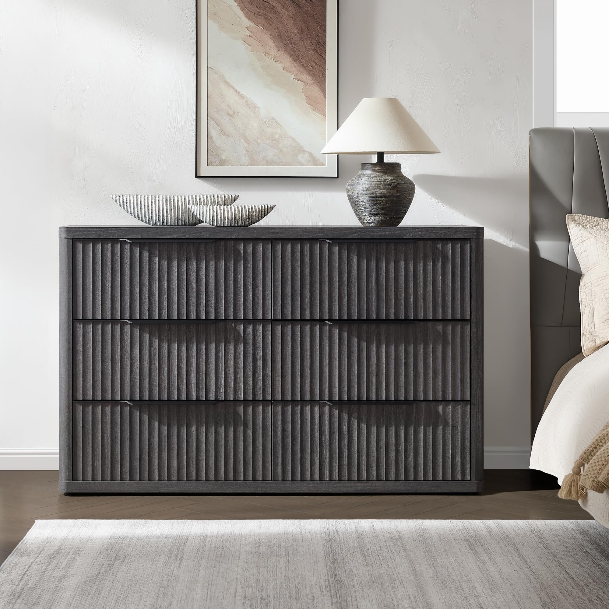 SICOTAS Dresser for Bedroom 6 Drawer Dressers & Chests of Drawers for Closet Long Large Modern TV Stand Set for Clothes Storage Fluted Wide Clothes Closet for Hallway Entryway SICOTAS Dresser for Bedroom 6 Drawer Dressers & Chests of Drawers for Closet Long Large Modern TV Stand Set for Clothes Storage Fluted Wide Clothes Closet for Hallway Entryway