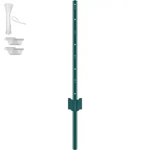 VEVOR 3 Feet Fence Post,  , 10 Pack T-Post Heavy Duty Metal Fence Posts, Sturdy Steel Fence Stakes for Garden Yard, Lawn, Farms and Outdoor Wire Fencing, Green