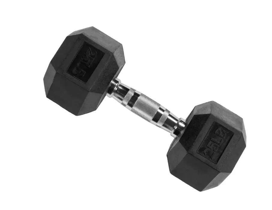 BalanceFrom Rubber Encased Hex Dumbbell 25LBs Single Weighted Exercise Equipment for Home Gym Muscle Training with Contoured Handle