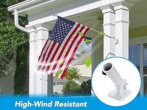 Heavy-Duty Flag Pole Holder Adjustable Multi-Position Mount with Stainless Steel Reinforced Brackets High Wind Resistance Aluminum Flag Pole Bracket