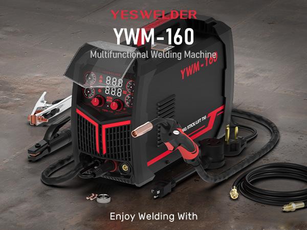 YESWELDER YWM-160 Gas Gasless MIG Welder 160Amp | 110/220V Dual Volts, Smart MIG, Digital Display | Gas/Flux Core/Lift TIG/Stick 4-in-1 Welding Machine YESWELDER YWM-160 Gas Gasless MIG Welder 160Amp | 110/220V Dual Volts, Smart MIG, Digital Display | Gas/Flux Core/Lift TIG/Stick 4-in-1 Welding Machine