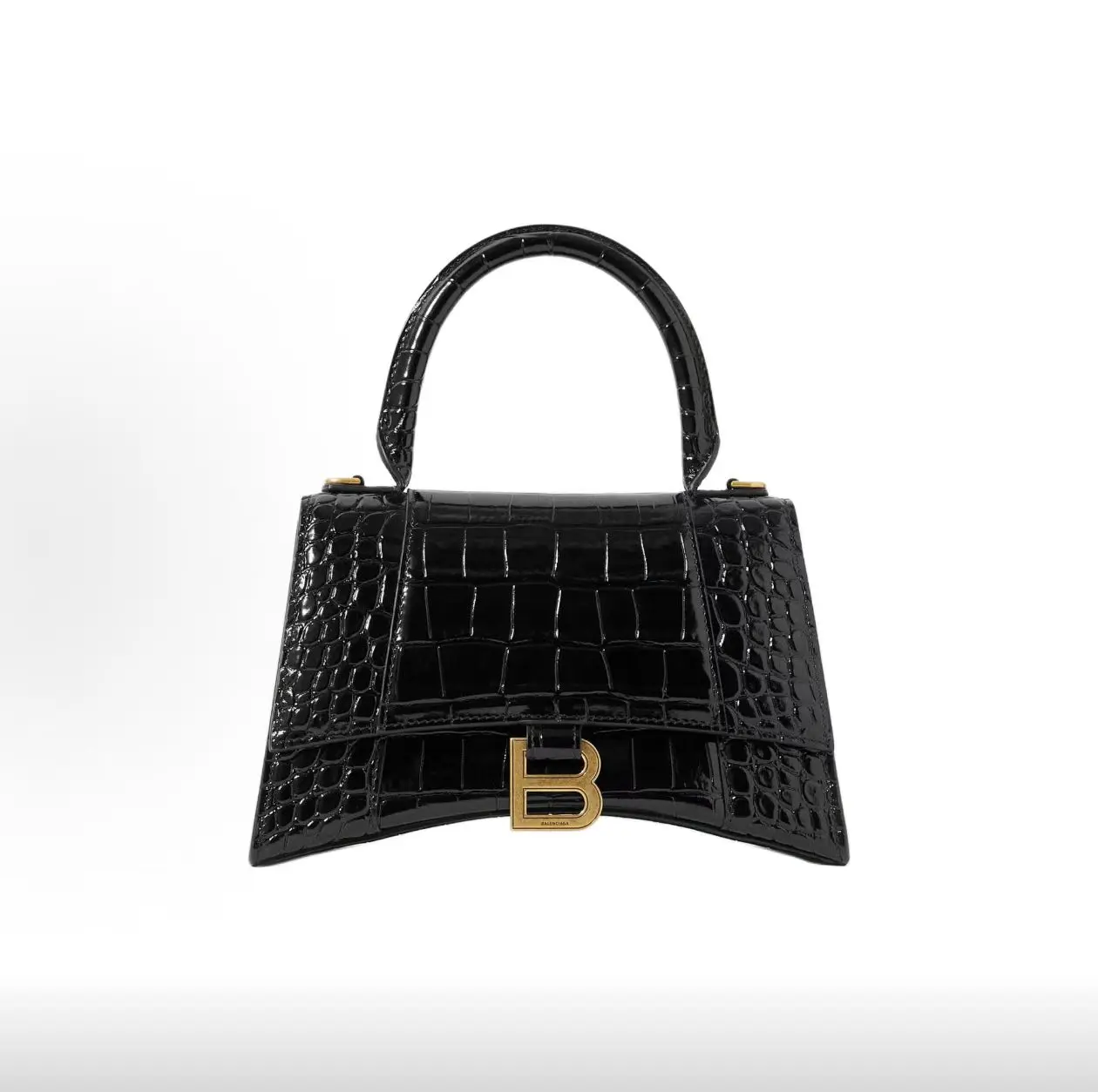 Pre-owned Balenciaga Hourglass S Top Handle Bag Crocodile Embossed 