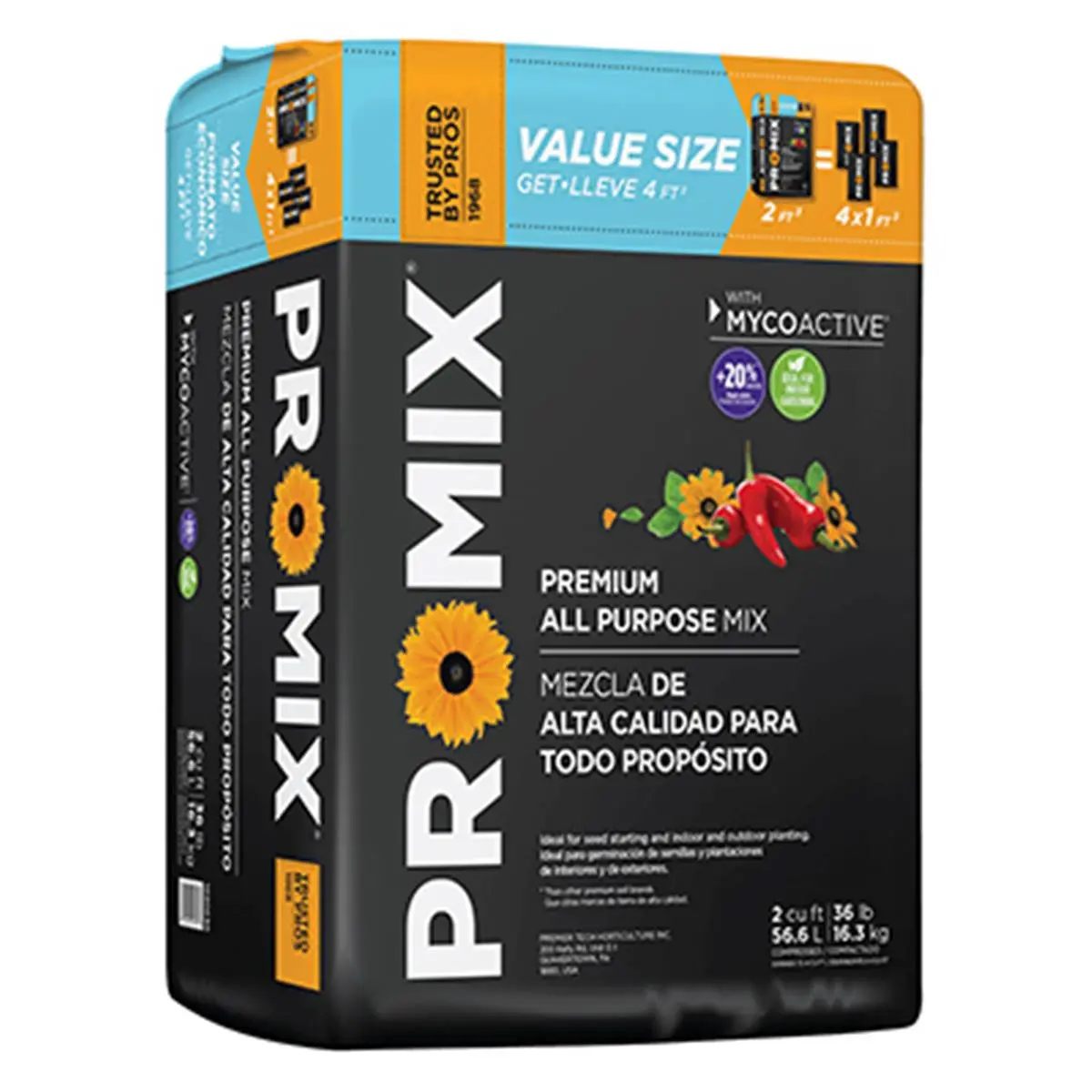 Premier Horticulture 2 cu ft Pro-Mix Ultimate All Purpose Soil Mix, with Peat Moss and Natural Stimulant Additive for Enhanced Nutrient-Water Uptake