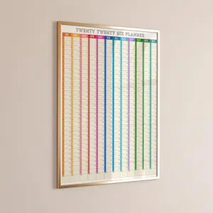 Sale off up to 50%] [No frame, Free Ship] Retro 2026 Full Year Calendar Vertical Planner Colorful Calendar Poster 2026 Printable Monthly Planner Prints Yearlong (No Frame)