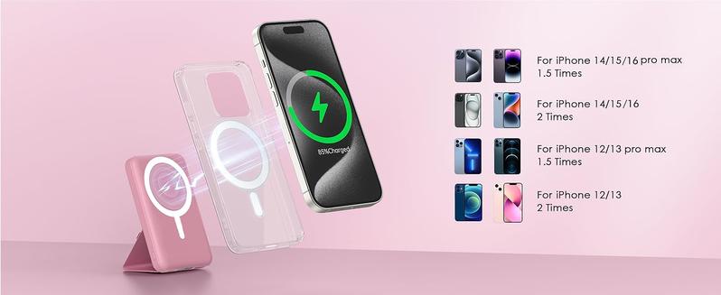 Podoru for MagSafe Foldable Wireless Charger, 10000mAh Magnetic Power Bank Portable Battery Pack & USB-C Cable for iPhone 17/16/15/14/13/12 Series