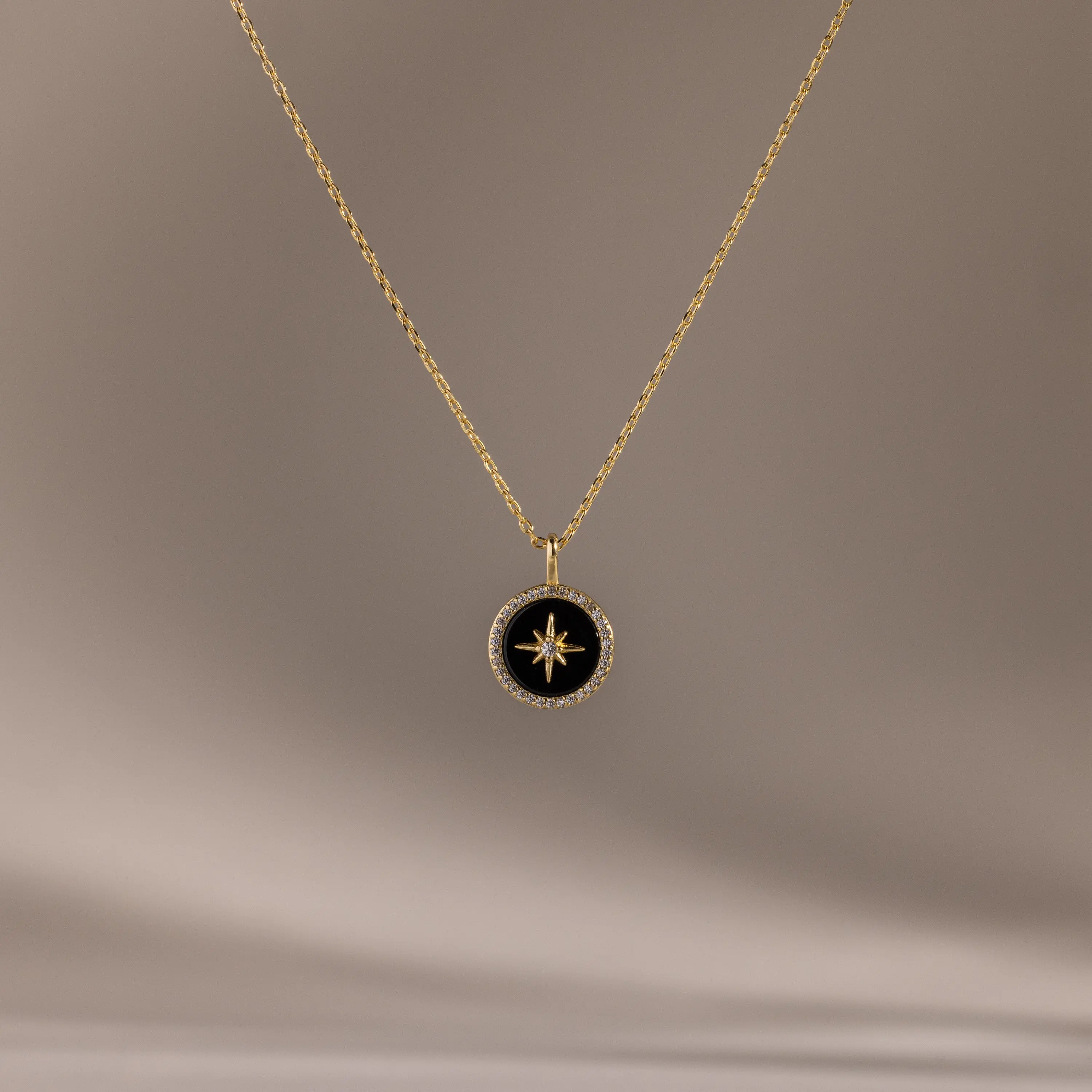 Onyx Star Pendant Necklace by Caitlyn Minimalist - Black North Star Gemstone Necklace in Gold & Silver - Celestial Jewelry - Daughter Gift