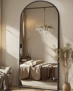 Full Length Mirror, 71"x28" Floor Mirror, Arched Floor Standing Freestanding Arch Full Body Mirrors with Stand for Bedroom, Hanging Mounted for Living Room Cloakroom,Black