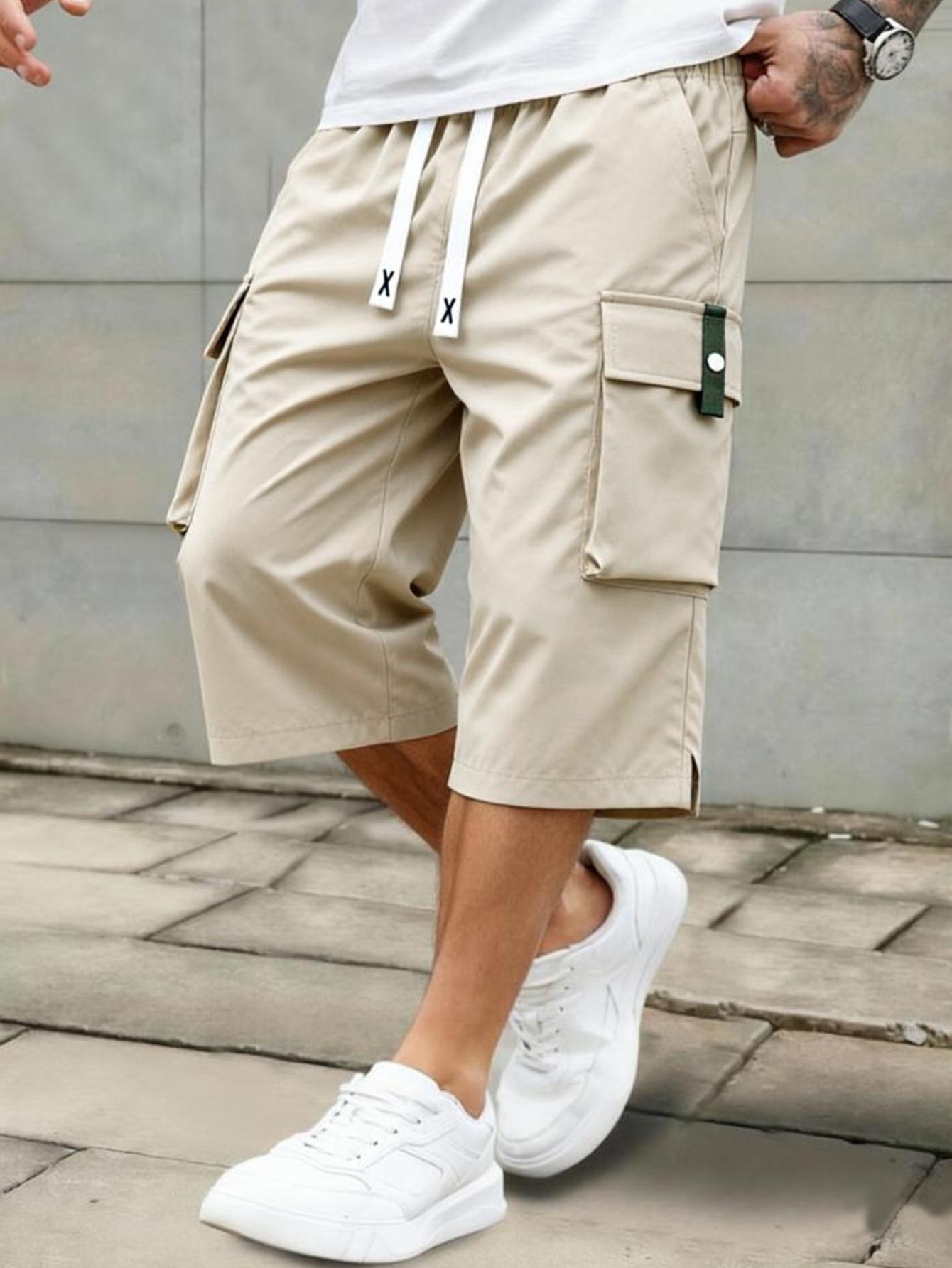 Men's cargo shorts, summer loose-fitting quick-drying athletic capri pants, trendy brand ice silk casual mid-length shorts SpringStatements