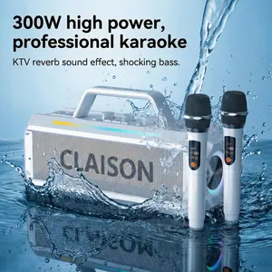 CLAISON 300W High-Power karaoke machine Portable Karaoke Speaker with Wireless Microphone and RGB Lights, suitable for home KTV parties, live streaming, and instrument connection