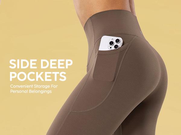 ENERBLOOM Women's Workout Flare Yoga Pants with Pockets High Waisted Bootcut Leggings Tummy Control 30'' Athleisure Style