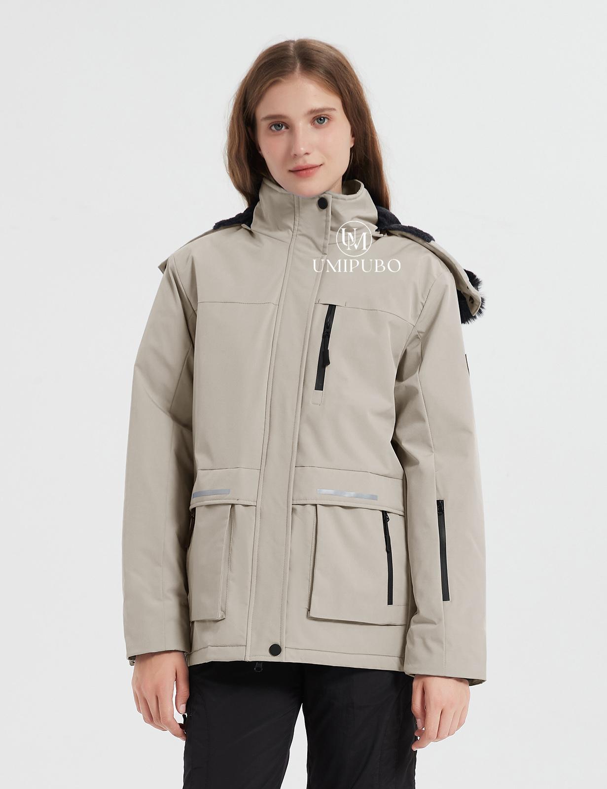 UMIPUBO Women's Waterproof Ski Jacket Warm Winter Coat Mountain Windproof Fleece Jacket Outdoor Hiking Jacket with Removable Hood