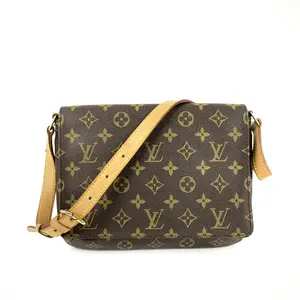 Pre-owned Louis Vuitton Leather Trim / Monogram Canvas Crossbody Bag LV Pochette Métis in Monogram，SH200