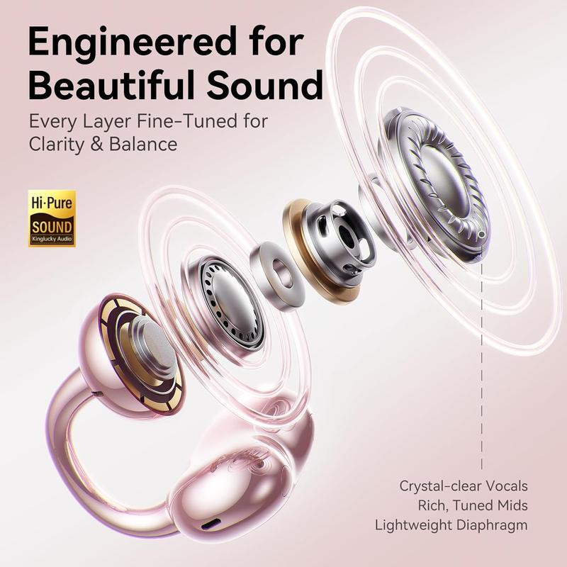 [Spring Deals] Coucur 2026 Jewelry-Inspired Clip-On Earbuds with Butterfly Earrings Comfortable Fit 50H Playtime Bluetooth 5.4 Wireless Headphones for Women Sports Workouts