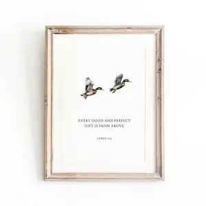 James 1:17 Every good and perfect gift is from above, duck bible verse print, woodland boys room, Nursery bible verse wall art, boys nursery