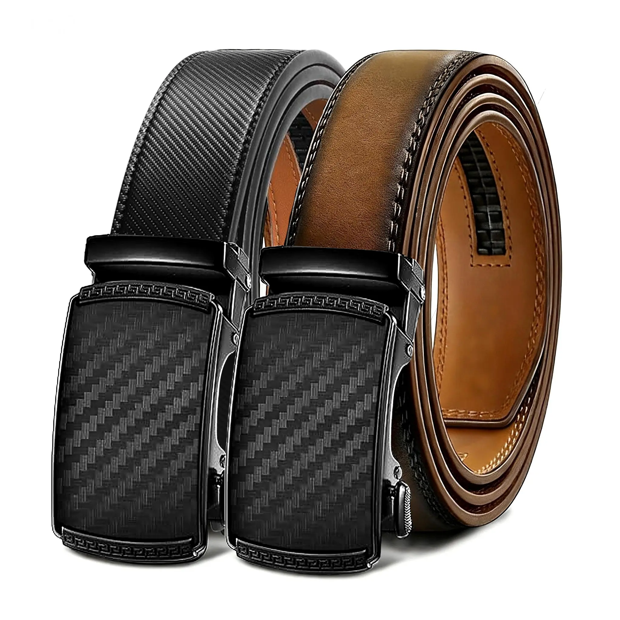 [Can be trimmed]  Mens Belt Leather Ratchet Easy Release Belt For Men Designer Belt Dress and Casual with Adjustable Buckle for Men's Wear Gift/ fathersdaygift/ accessories men/business belt no hole Durable Belts Western Belts